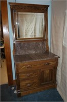Victorian Walnut Wash Stand with Mirror and