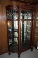 Walnut Bow Front China Cabinet Shaped and Cared