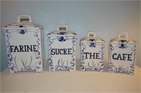 4 Piece French Porcelain Canister Set- Farine,