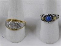 Sterling ring with lapis and 2 lt. yellow stones,