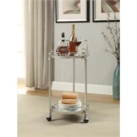 Round Silver Mirror Bar Cart