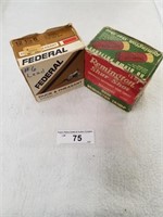Vintage boxes of 12 gauge fire cartridges.