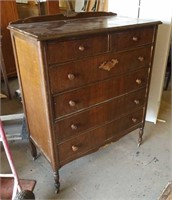 Antique Six Drawer Dresser on Casters