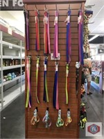 Leashes and collars. Assorted lengths and colors.