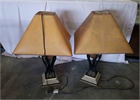 (2) Metal Large Table Lamps with Shades- Nice