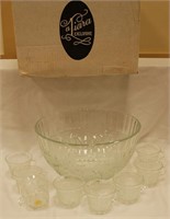 Tiara Glass Clear Sandwich Punch Bowl Set