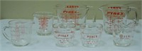 7 Vintage Pyrex Glass Measuring Cups