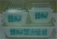 3 Pyrex Amish Butter print Rectangular Cov. Dishes