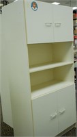 Techline 4 Door White Cabinet w/Open Bookshelves