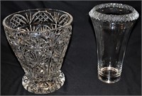 2 Large Heavy Crystal Vases