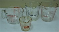 4 Vintage Glass Measuring Cups, Fire King…