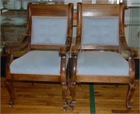 Pair Vintage Empire Style Armchairs