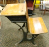 Vintage Iron and Wooden School Desk