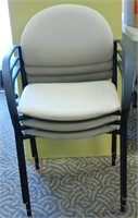 3 Upholstered Metal Stacking Office Chairs