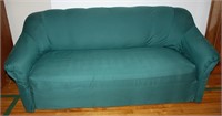 72" Long Green Slipcovered Couch
