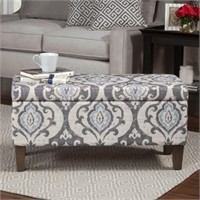 Blue Slate Damask Pattern Storage Bench