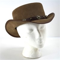 Vintage WINFIELD Western Tan Suede Hat-Size M