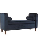 Rimo Velvet Storage Bench – Dark Navy