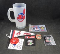 Lot Of Cleveland Indians Items Pins Cup & More