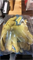 Eight pair of yellow work gloves