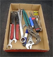 Box Lot Of Tools Wrenches Drivers Pliers & More