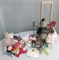 Various Plush Figures & Other Deco Table Items