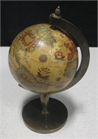 7.5"H Vintage Brass Old World Spanish Desk Globe