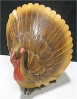 12" Vintage Turkey Form Wooden Wicker Basket