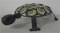 Turtle Form & Glass Bead Inlay Lawn Sculpture 13"L