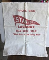 Vintage Stanford Laundry Fabric Bag White & Red