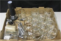 Lot of Bar Accessories & Cocktail Tumbler Glasses