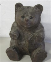 10" Wooden Carved Bear Figure, Unmarked