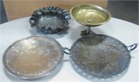 Vintage Silver Plated & Brass Plates Bowls Compote