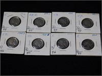 Eight Buffalo nickels, 1916 - 1918S - 1919 - two