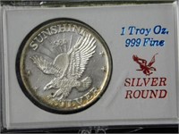 One Troy ounce 1984 Sunshine Mining silver round,