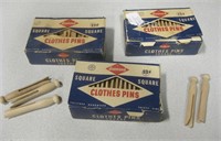 3 Boxes of Vintage Diamond Square Clothes Pins