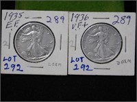 Two Walking Liberty half dollars, 1935 - 1936