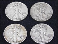 Four Walking Liberty half dollars, 1942S - 1942