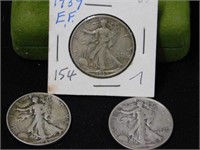 Three Walking Liberty half dollars, 1939 - 1940 -