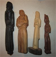 Vintage Wooden Carved Monk / Saint Figurines 6.5"