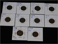 Ten Indian Head cents, 1894 - 1898 - 1901 - 1902
