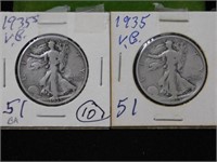 Two Walking Liberty half dollars, 1935 - 1935S