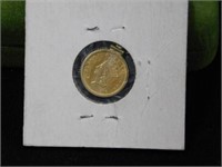1856 Type III $1 gold coin (upright 5) in 14K