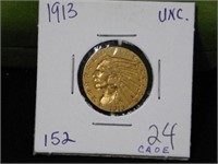 1913 $5 gold Indian coin