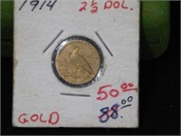 1914 $2 1/2 gold Indian coin (has been a jewelry