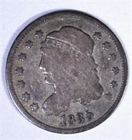 1835 CAPPED BUST HALF DIME, VG