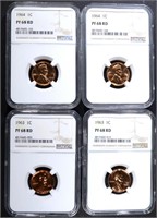 2 - 1963 & 2 - 1964 LINCOLN CENTS NGC