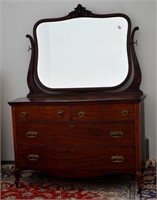 Antique Mahogany Chest of Drawers - Swing Mirror