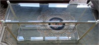 Glass Top / Brass Two Tier Console Table