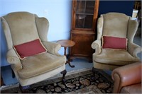 Pair Recently Recovered Wing Back Draft Chairs